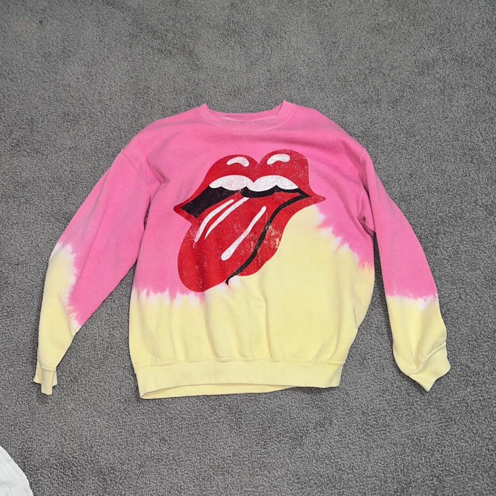rolling stones pink and yellow urban outfitters sweatshirt!
